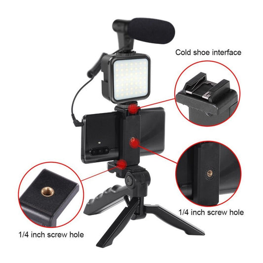🟢Kit De Grabación Con Micrófono Luz Led