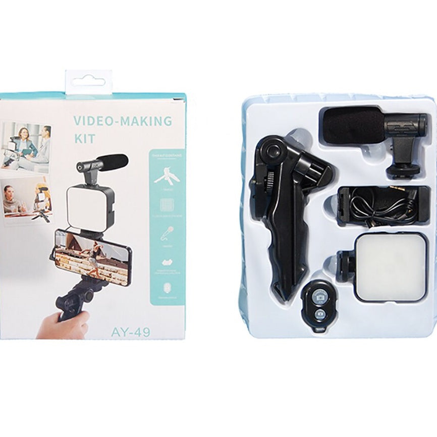 🟢Kit De Grabación Con Micrófono Luz Led