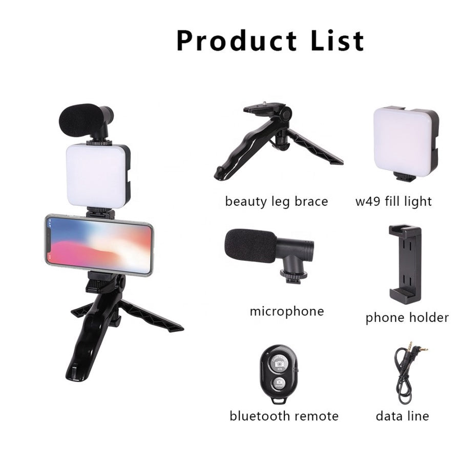 🟢Kit De Grabación Con Micrófono Luz Led